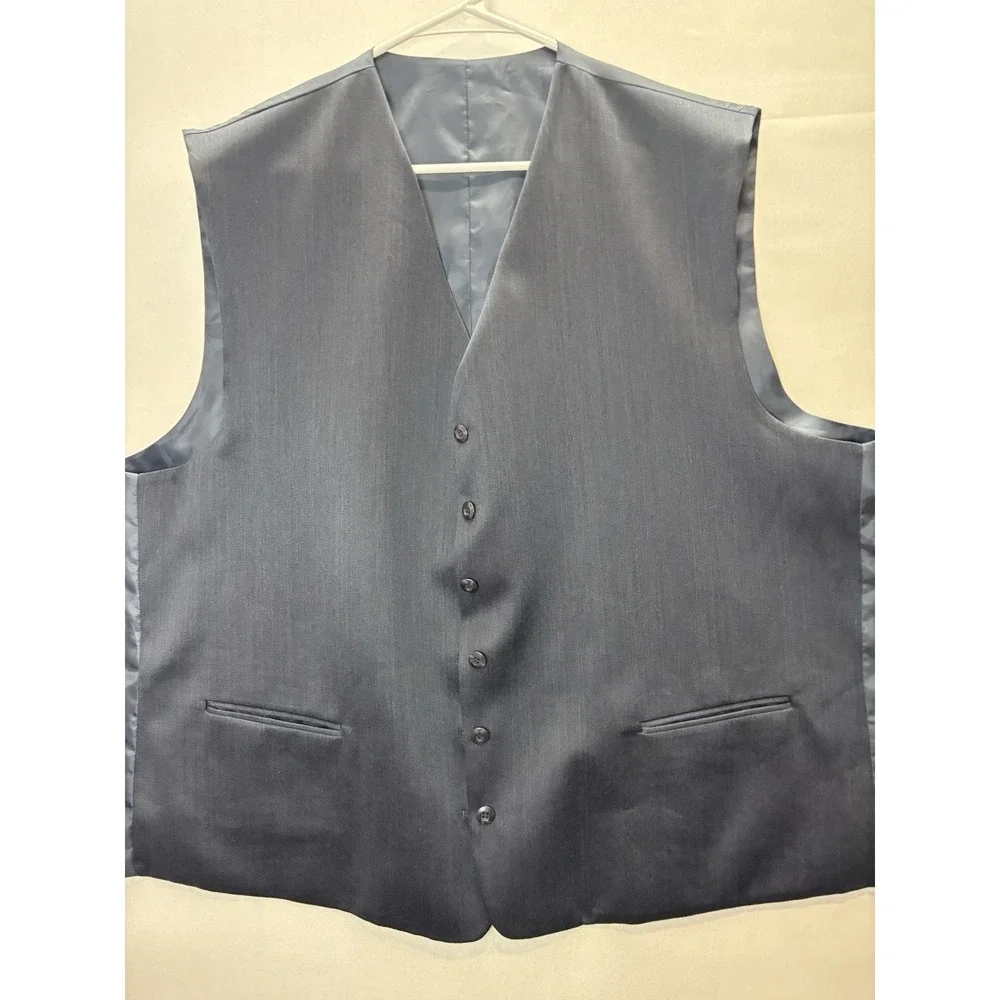 Men's Reversible Formal Vest Navy Blue Pinstripe Satin Waistcoat Suit Vest